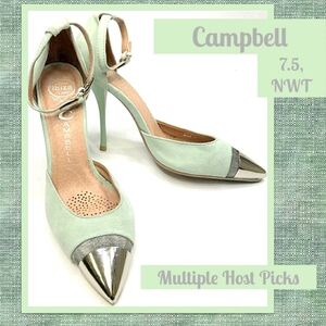 Jeffrey Campbell Pastel Green and Metallic Silver Heels